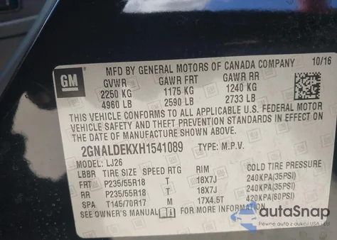 2017 Chevrolet Equinox Premier from USA, damaged, VIN 2GNALDEKXH1541089